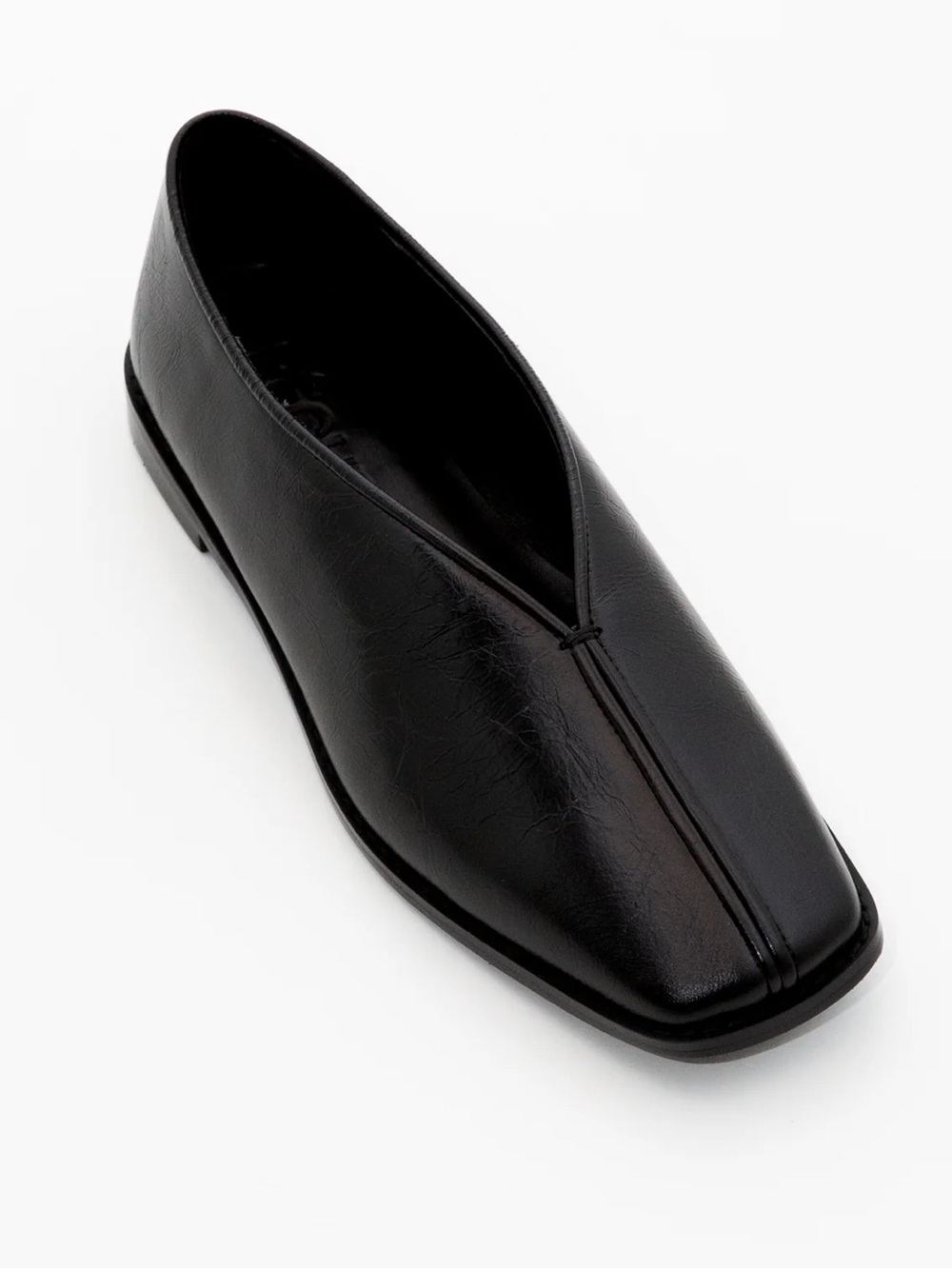 Shop Peche Odina Black Leather Flats size 40